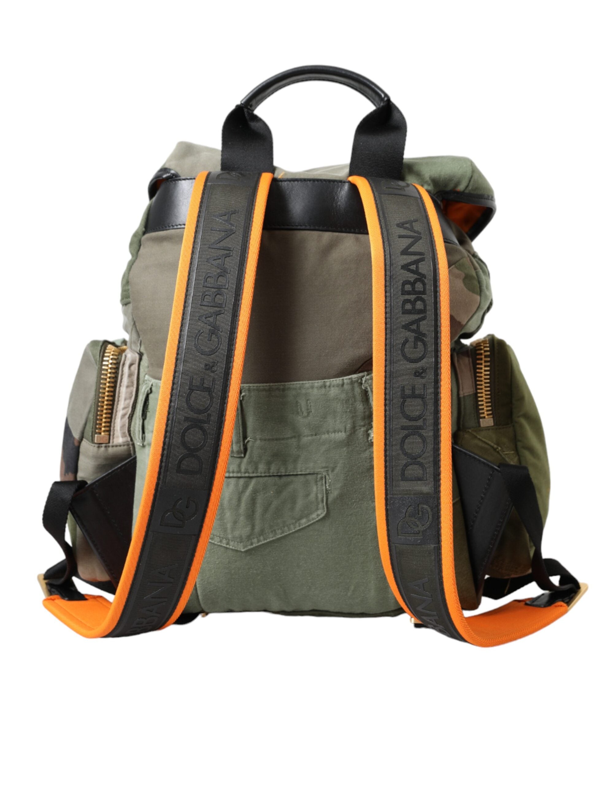 Dolce & Gabbana Military Green Patchwork Backpack Bag